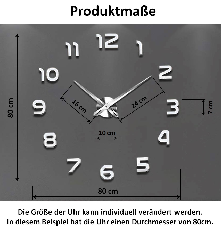 Groß Quartz Designer Wandtattoo eBay XXL XL Uhr A141 Wand Große Moderne 3D Wanduhr |