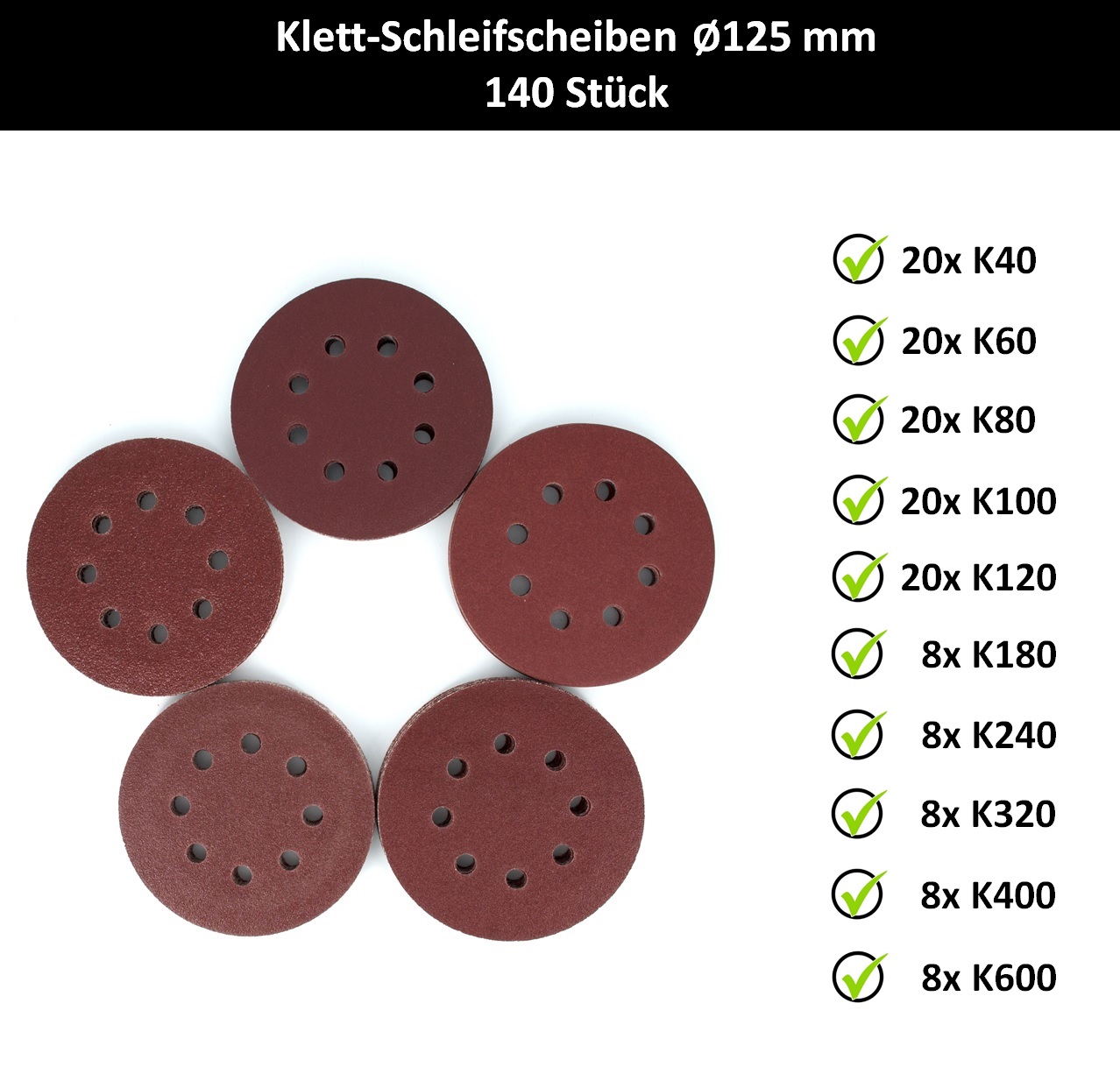 Klett Schleifscheiben für PARKSIDE 8-Loch Schleifer Exzenter 270 125 PEXS mm C3 | eBay